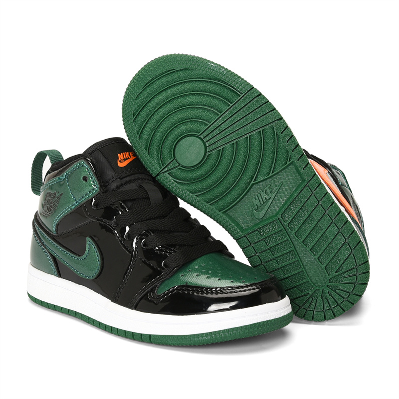 Youth Running Weapon Air Jordan 1 Black/Green Shoes 0172